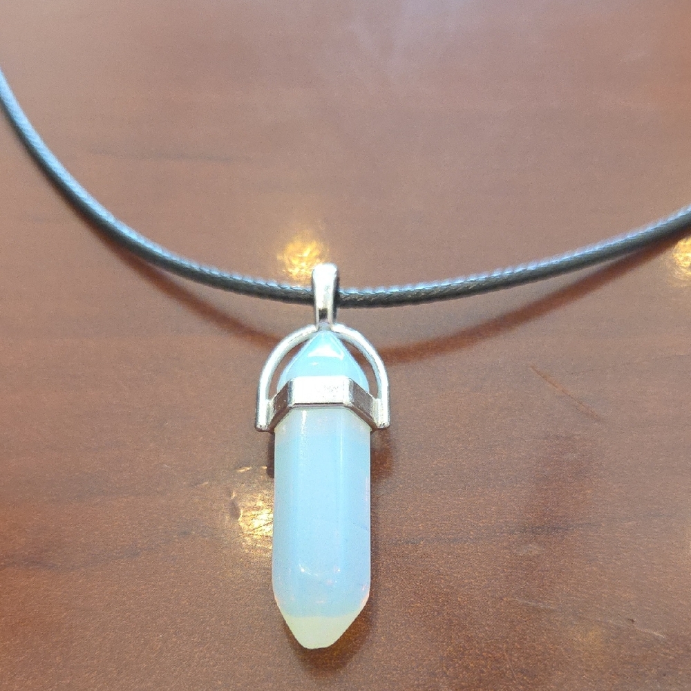 Opalite Point Pendant Cord Necklace
